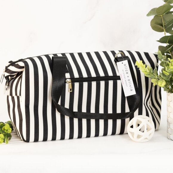 Alice + Olivia Handbags - Alice and Olivia Black Striped Tote | Large